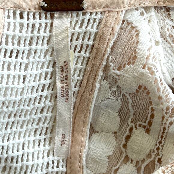 Free People Dress Womens Small Cream Lace‎ Boho Babydoll Coquette Cottage Core - Picture 11 of 12